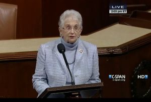 'Unfortunately, our colleagues on the other side of the aisle are trying to put the blame on us for saying that we're here because we're fighting what we see as a failed policy. The American people see it as a failed policy also. The majority of the American people are opposed to what we have come to call ObamaCare. It was not passed by bipartisan vote', said a clearly perturbed Rep. Virginia Foxx. 