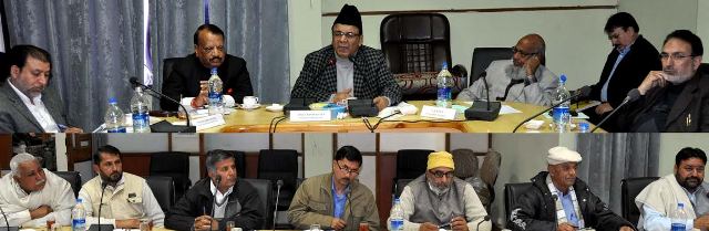Minister for Finance and Ladakh Affairs,  Abdul Rahim Rather  in a meeting