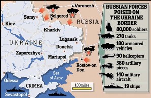 Russian troop positions and military strength along the boarder with Ukraine. 