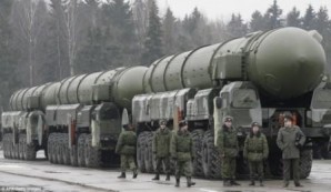 Russian Armed Forces “completed exercises of the strategic nuclear forces”, according to a Kremlin news release. Pictured here: Topol intercontinental ballistic missiles capable of striking targets deep inside the United States.