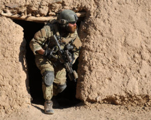US Special Forces soldier hunting down Al-Qaeda fighters in Afghanistan. 