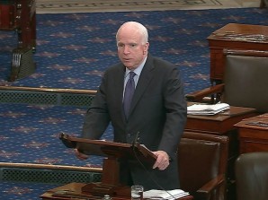 ":Madam President, I wish to begin by expressing my appreciation and admiration to the personnel who serve in our intelligence agencies, including the CIA, who are out there every day defending our Nation", said McCain. 