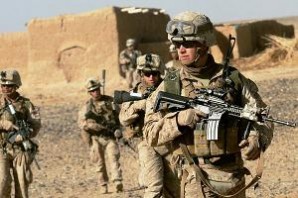 US troops in Afghanistan on patrol in 2014. 