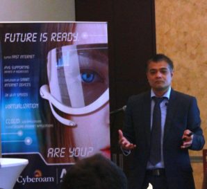 Amar Mehta, Cyberoam Country Manager for the Philippines, discusses to the media the company's newest network security technology offering.