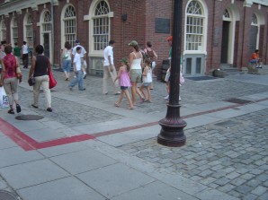 the red-bricked path from Boston