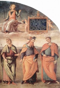 From "Prudence and Justice with Six Antique Wisemen" by Pietro Perugino
