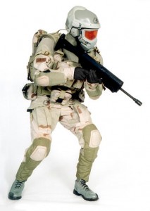 Soldiers today are connecting more and more to the web and technology. Pictured here: A 2003 handout photo showing the "Scorpion ensemble" future battle dress for U.S. soldiers, being developed at the U.S. Army Soldier Systems Center in Natick, Mass...includes state of the art  communications, internet connection, data, including maps, GPS coordinates, night vision gear, body senors and the latest technology in protective armor. (U.S. Army Soldier Systems Center,Sarah Underhill, handout).