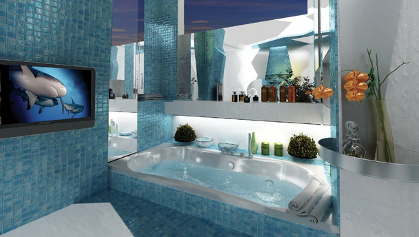 Blue-Mosaic-Awesome-Modern-Bathroom