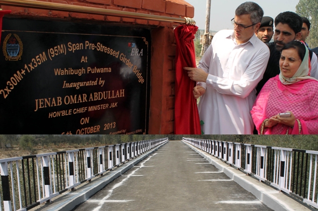 JK CM , Omar Abdullah inaugurating bridge at Pulwama-Scoop News