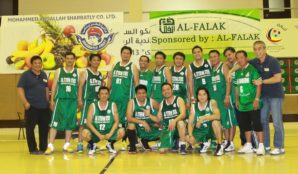 Al Ittefaq Steel Product Company cagers poses after trashing Al Majdouie team, 86-66.