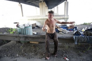 Homeless, disabled, mentally ill man in New Jersey languishes on the street, (living under a bridge) "cries" after begging for help from people who ignore him and treat him as an animal and later call the police on him. Outrageous but at the same time pretty typical of how people treat the mentally ill and uninsured in America.  
