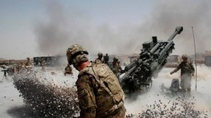 US troops pound Taliban fighters with artillery or "long knifes" in Afghanistan. 