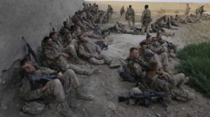 Exhausted US troops in Afghanistan. 