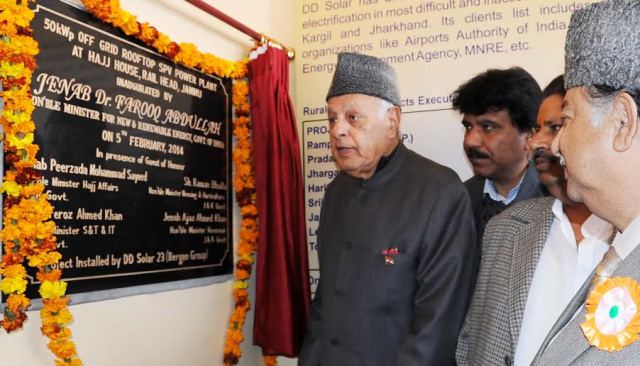 Dr. Farooq inaugurates solar power plant at Hajj House Jammu