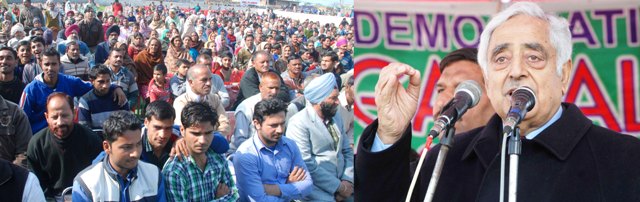 PDP chief Mufti Mohammad Sayeed addressing a public meeting