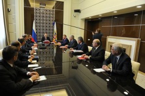 Russian members of the permanent Security Council. Spymaster and Director of SVR  Mikhail Fradkov second to the left. 