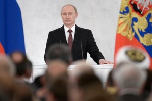President Putin addresses the Russian Duma regarding Crimea. 