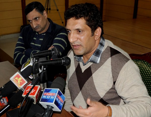 Minister of State for Revenue, Relief & Rehabilitation, Mr. Ajaz Ahmad addressing press conference 