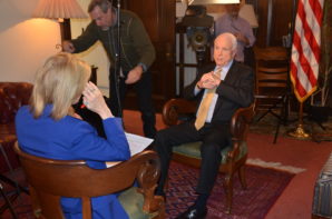 Senator McCain with Martha Raddatz during a TV interview  in 2013. 