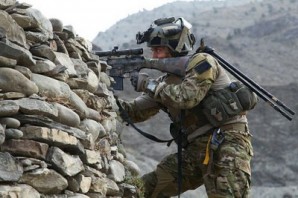 A coalition Haqqani raid - leads to a intense firefight. Picture here US special operations soldier engages the enemy in close quarters fighting.  