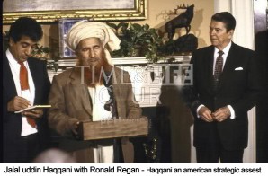 Jalaluddin Haqqani a devil of our own making. Pictured here with former President Ronald Reagan who hailed him as a hero in his fight against the Russian army in Afghanistan in the early 1980's. 