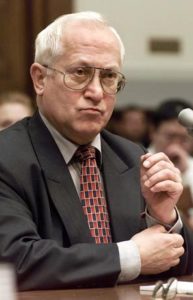 In this 1999 file photo, Oleg Gordievsky, a former deputy head of the KGB in London, prepares to testify before a House Armed Services Subcommittee in Washington. Gordievsky, who defected in 1985, told the Associated Press in an interview Tuesday that Russian President Dmitry Medvedev would know the number of illegal operatives spying in a target country and that Russia probably has about 50 deep-cover couples, and maybe even up to 60 of them, spying inside the United States. 