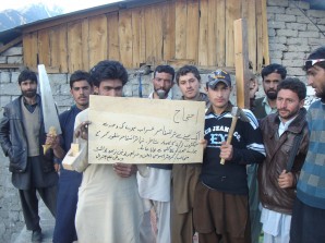 carpenters of Drosh protesting 