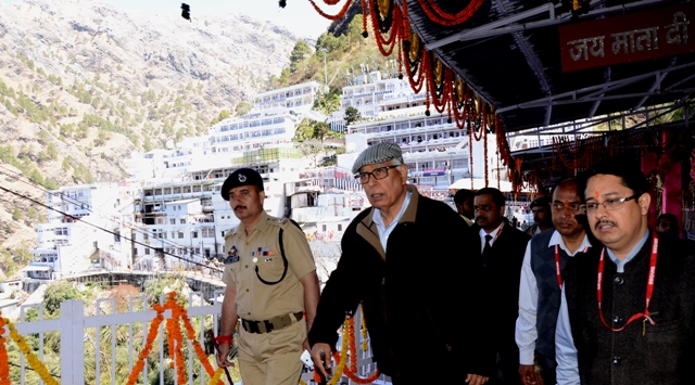 The Governor reviewing development works at the Shri Mata Vaishno devi Shrine area.