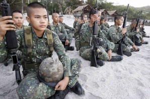 Young Philippine Marines prepare for war games sponsored by US. 