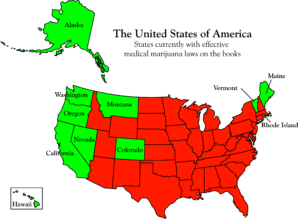 States with Marijuana laws on the books. 