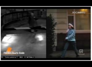 CCTV split screen with CCTV mystery woman, versus Amanda Knox. (time code 20.53.49.35)