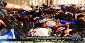 ISIS terrorist display the result of a mass execution of prisoners on website. 