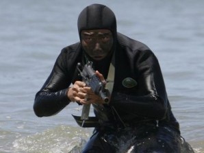 North Korean special forces commando probes the shoreline of South Korea. 