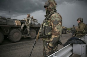Ukrainian troops ready for battle with Russian Separatists.  