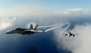 US F-18 warplanes participating in air strikes in Iraq. 