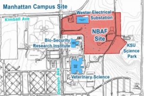 Detailed NBAF site showing site in relation to water electrical substation and other possible targets in the event of a terrorist attack at this facility. Source: Open source document. 