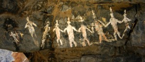 Native American Petroglyph estimated to be well over 2000 years old, depicting a form of the circle dance. 