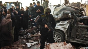 The bombed out wreakage of a police headquarters builing in Egypt where 13 people were killed. Officials believe the terrorist specifically targeted the police in this case. 