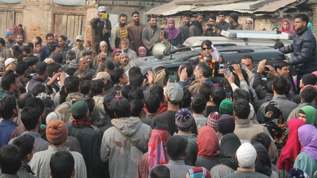 Mehbooba addressing a series of election rallies 