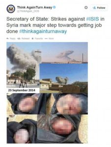 Official US "Tweet" to ISIS "Think Again -Turn Away." 