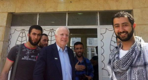  the guy behind McCain on the left was identified as Abu Bakr Bagdadi. The person on the right in the blue shirt is supposedly terrorist Muahmmad Noor