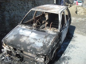 A motor car was gutted at Chitral 