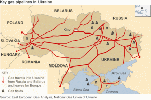 Map of strategic gas pipelines in the Ukraine. 