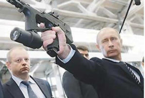 Putin at military arms expo in Moscow. 