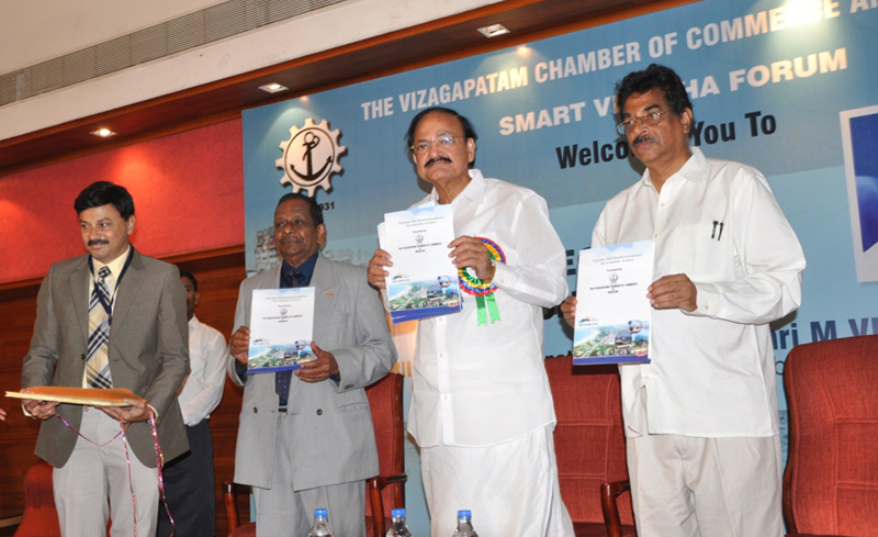 The Union Minister for Urban Development, Housing and Urban Poverty Alleviation and Parliamentary Affairs, Mr. M. Venkaiah Naidu releasing a book in Citizen Connect an interactive workshop, at Visakhapatnam (Vizag), in Andhra Pradesh on April 08, 2015.