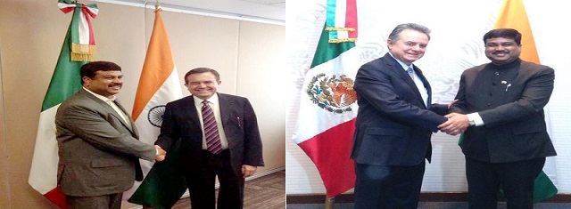 The Minister of State for Petroleum and Natural Gas (Independent Charge), Mr. Dharmendra Pradhan meeting the Minister of Economy of Mexico, Mr. Ildefonso Guajardo Villareal, in New Mexico city on May 19, 2015. The Minister of State for Petroleum and Natural Gas (Independent Charge), Mr. Dharmendra Pradhan meeting the Energy Minister of Mexico, Mr. Pedro Joaquin Coldwell, in New Mexico City on May 18, 2015.