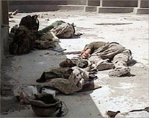 Dead US Marines in Iraq. Photo Censored by the DOD.  