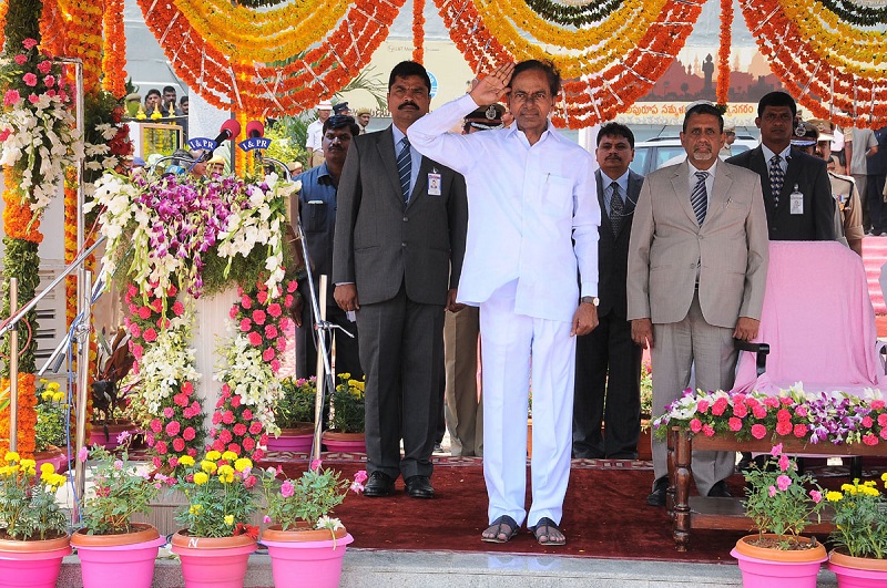 Chief Minister of Telangana Mr. K Chandrashekhar Rao participating in Telangana State Formation Day Celebrations on 02.06.2015.