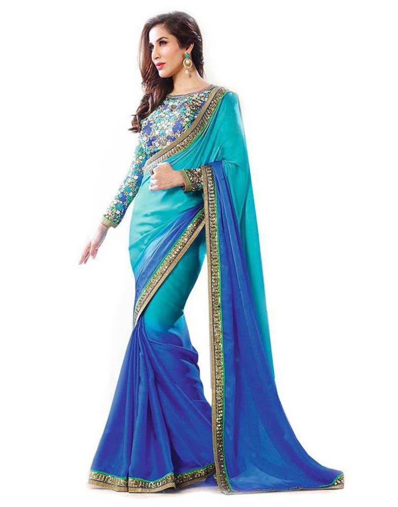 Blue Jacquard Saree